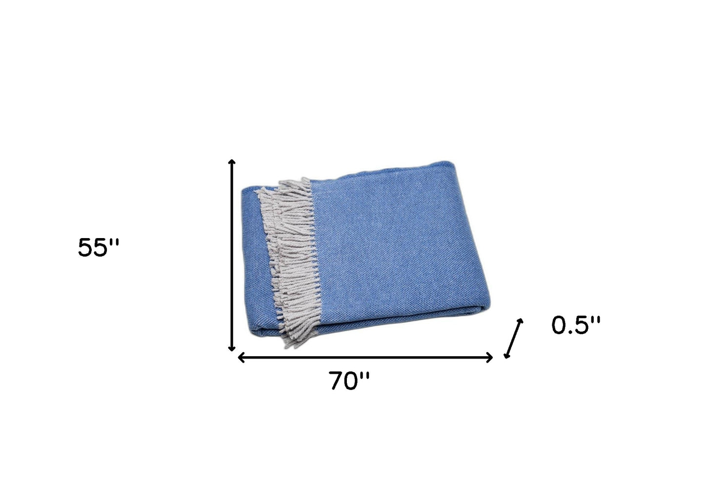 Cobalt Blue Mini Dot Fringed Throw Blanket-7
