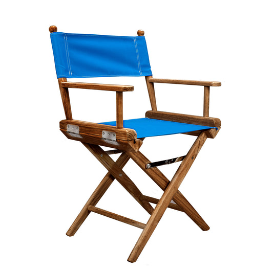 23" Blue and Natural Wood Solid Wood Indoor Outdoor Director Chair-0