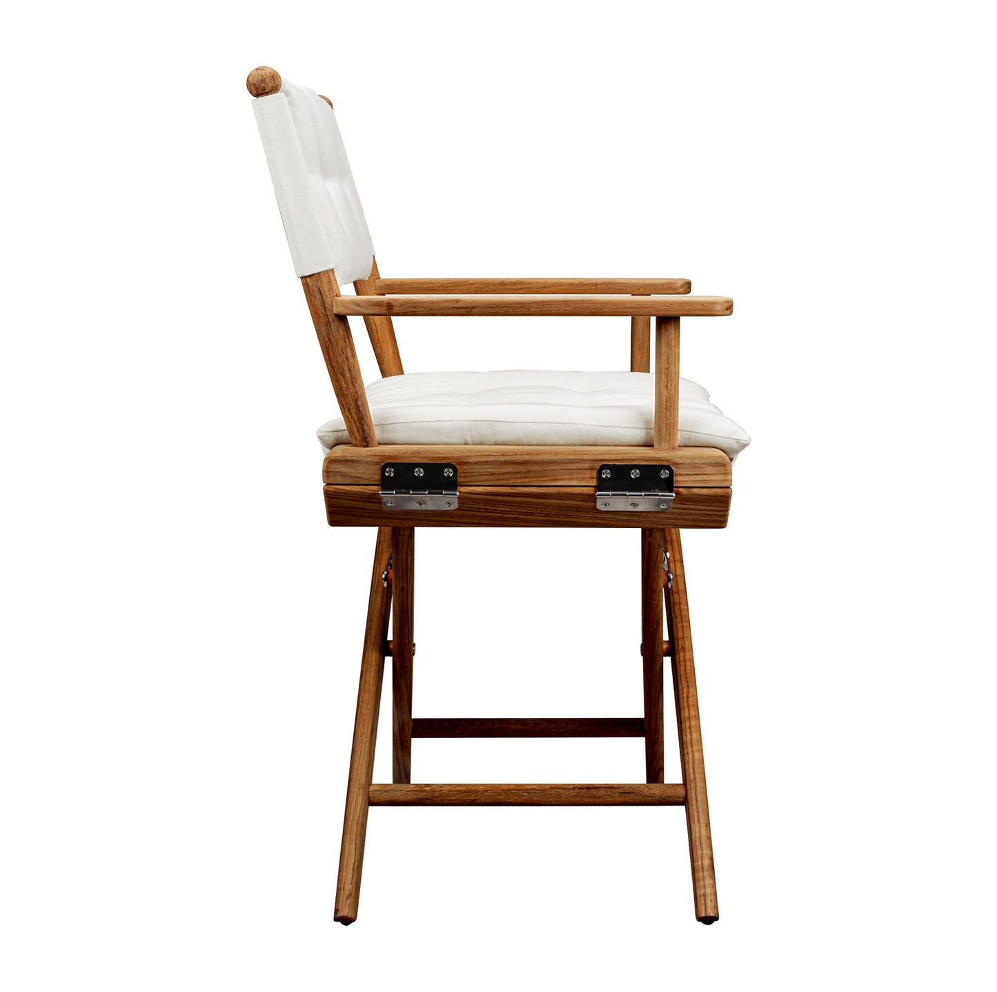 23" Natural Solid Wood Outdoor Folding Director Chair with Cream Cushion-2