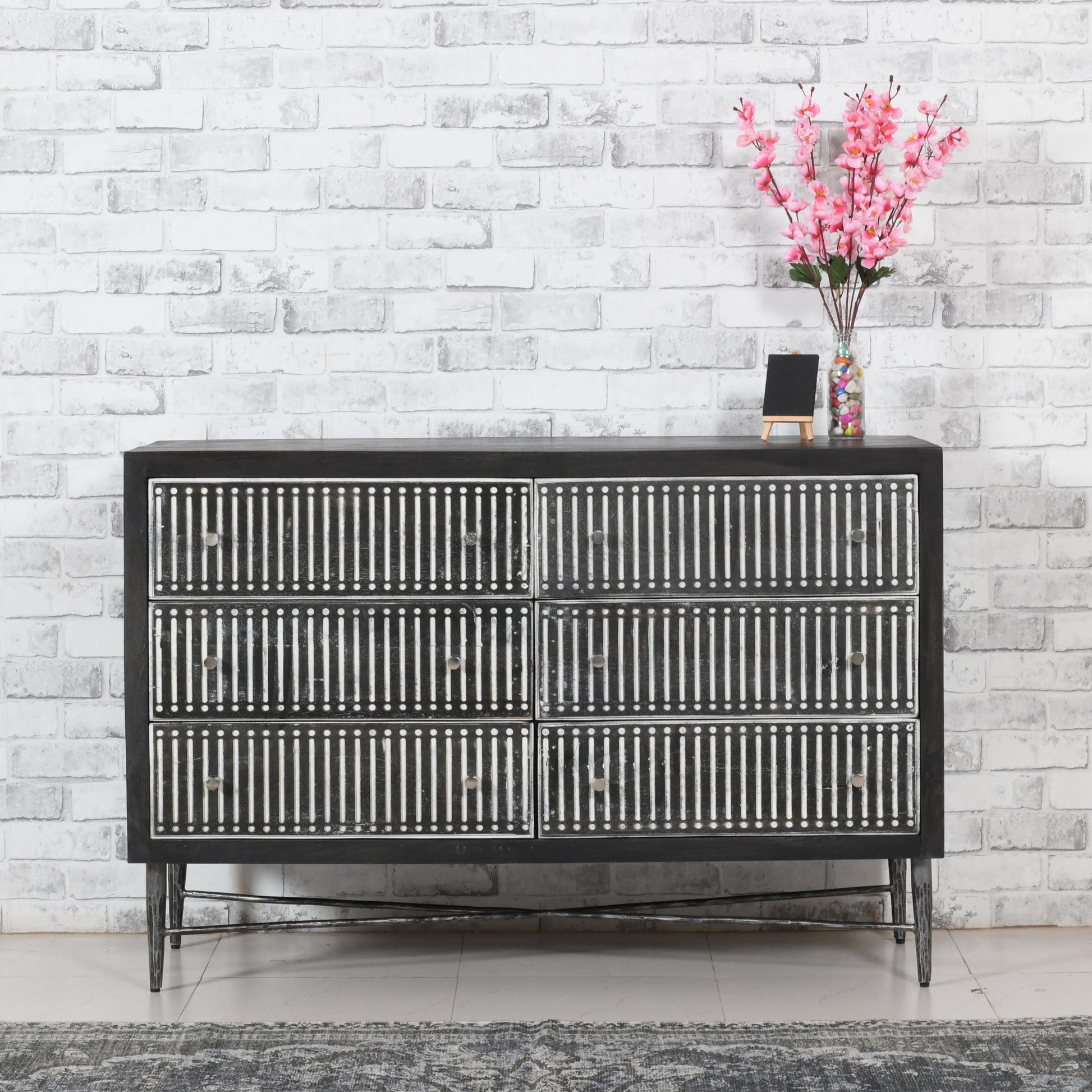 48" Antique Brown Solid Wood Six Drawer Double Dresser-5
