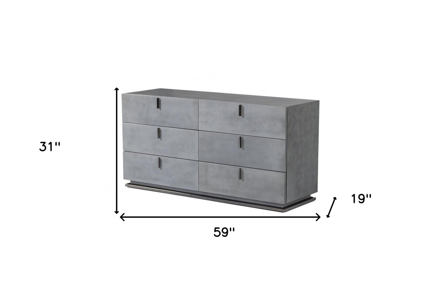 59" Gunmetal Grey Crackle Finish Six Drawer Double Dresser-4