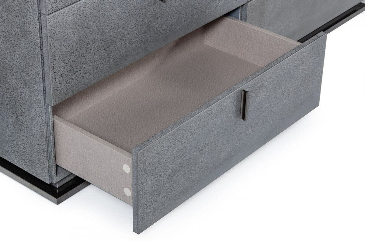 59" Gunmetal Grey Crackle Finish Six Drawer Double Dresser-2