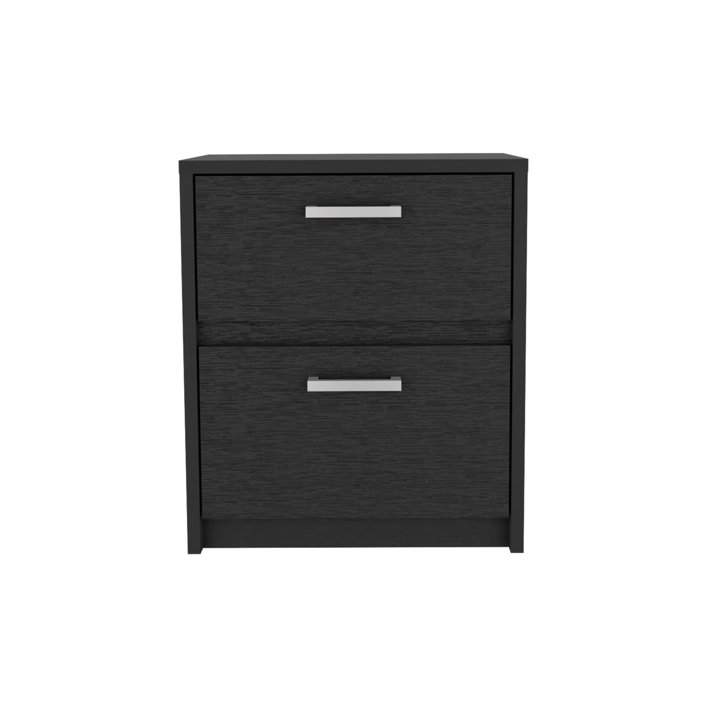 19" Black Wood Two Drawer Nightstand-1