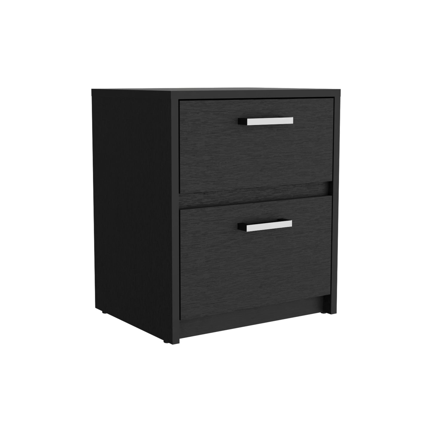 19" Black Wood Two Drawer Nightstand-3