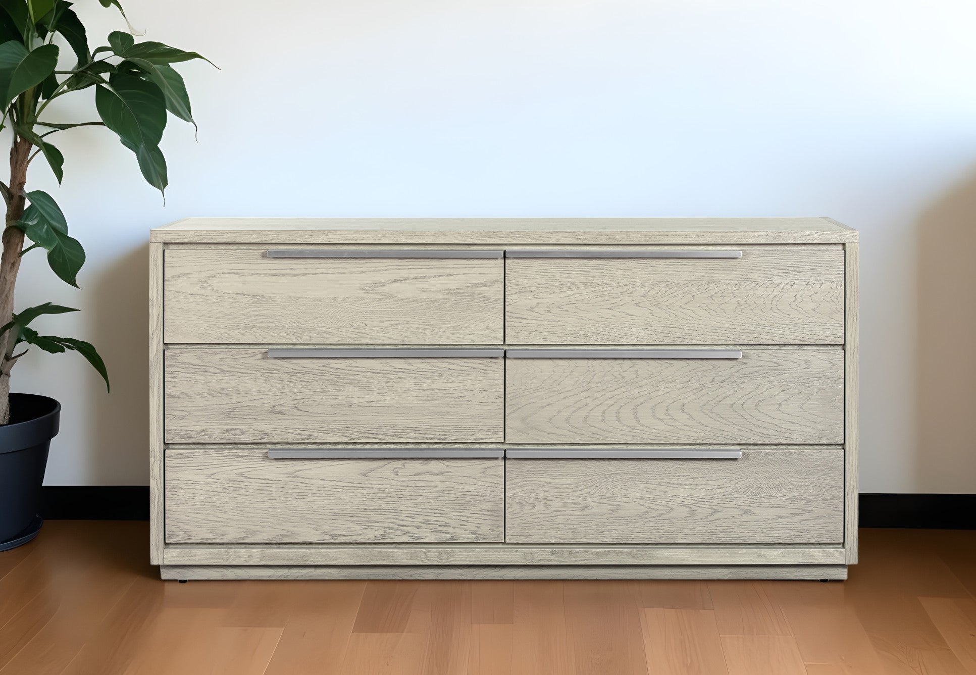63" Gray Solid Wood Six Drawer Double Dresser-2