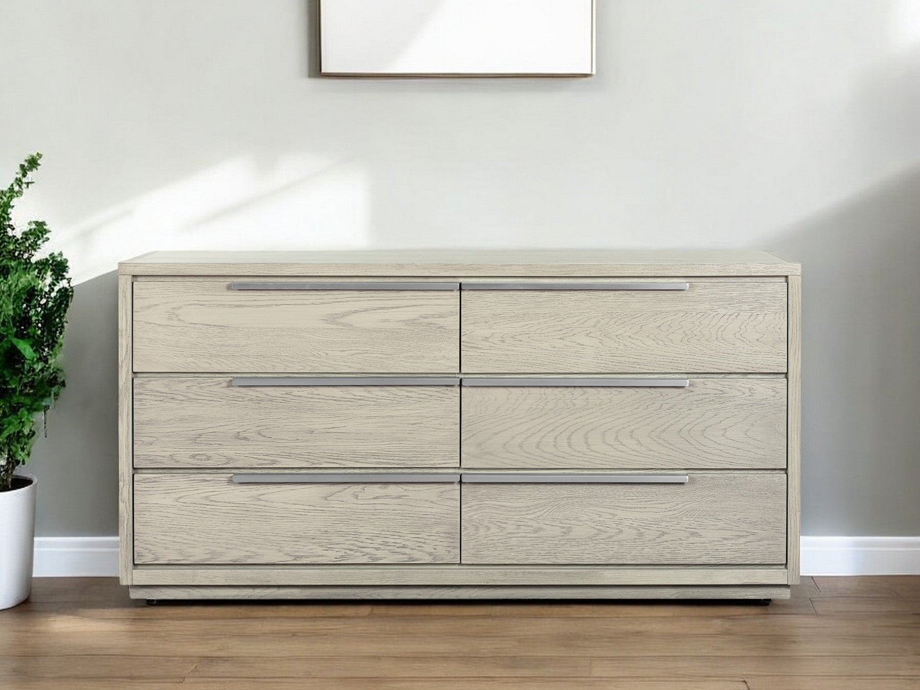 63" Gray Solid Wood Six Drawer Double Dresser-1