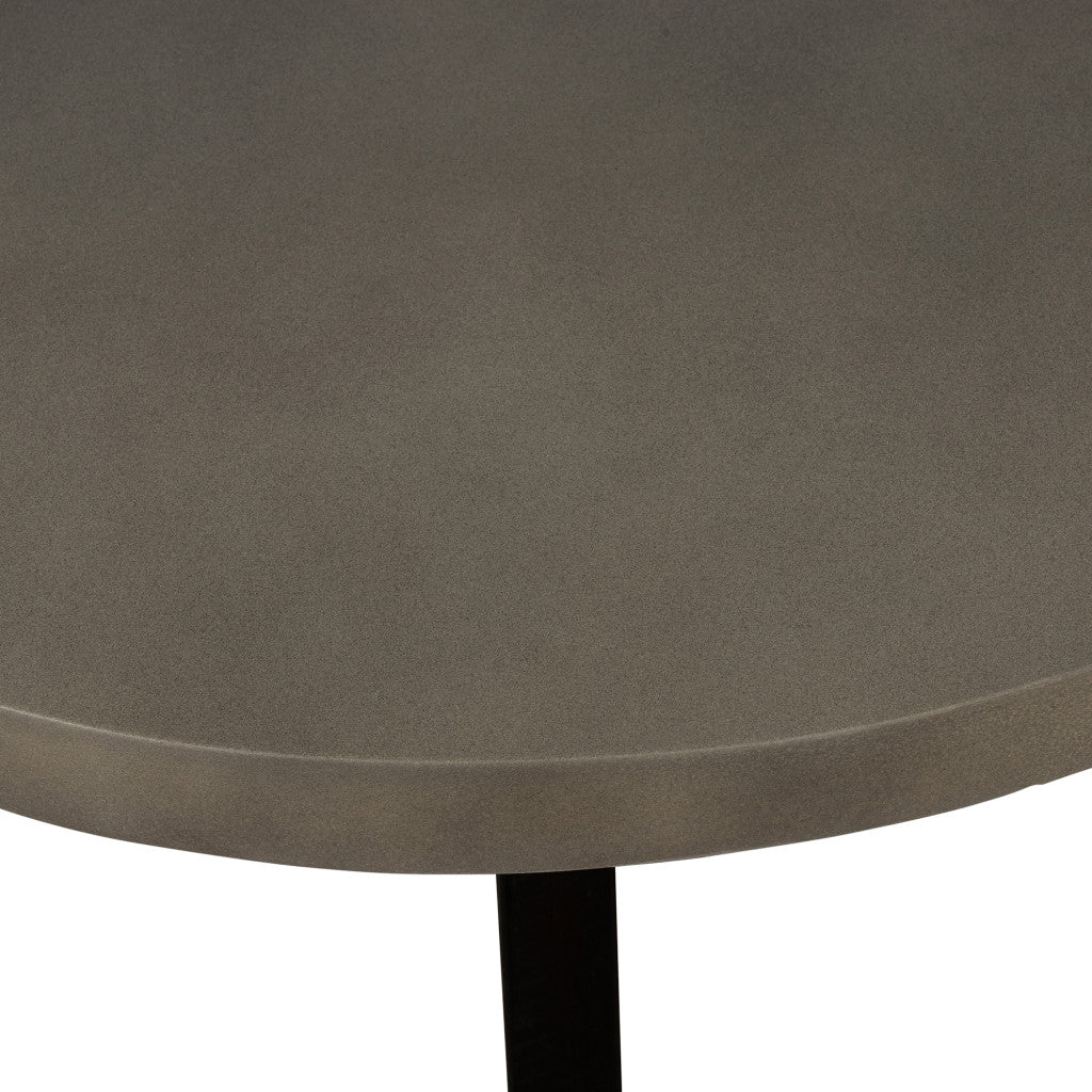 36" Gray And Black Concrete And Solid Wood Round Coffee Table-4