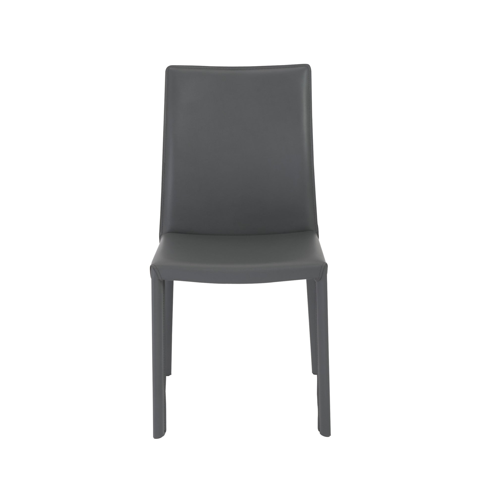 Set of Two Gray Upholstered Leather Dining Side Chairs-1