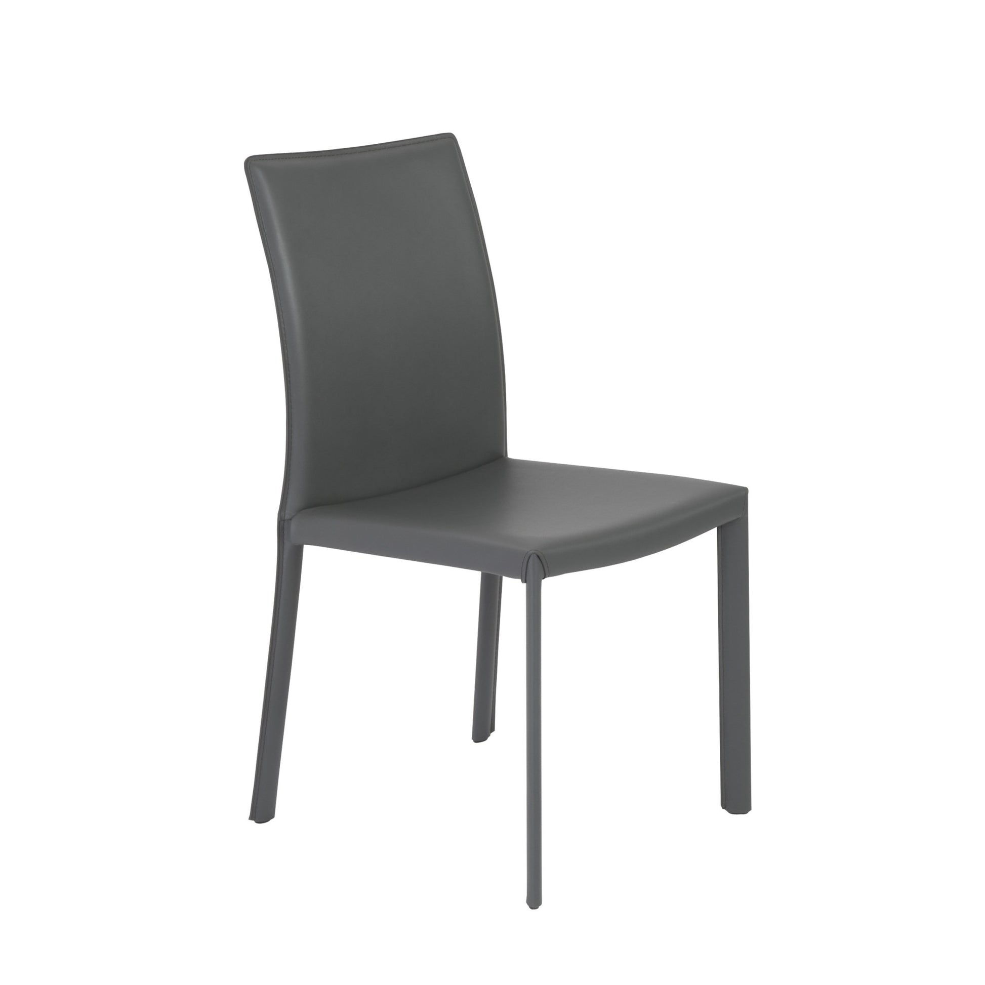 Set of Two Gray Upholstered Leather Dining Side Chairs-2