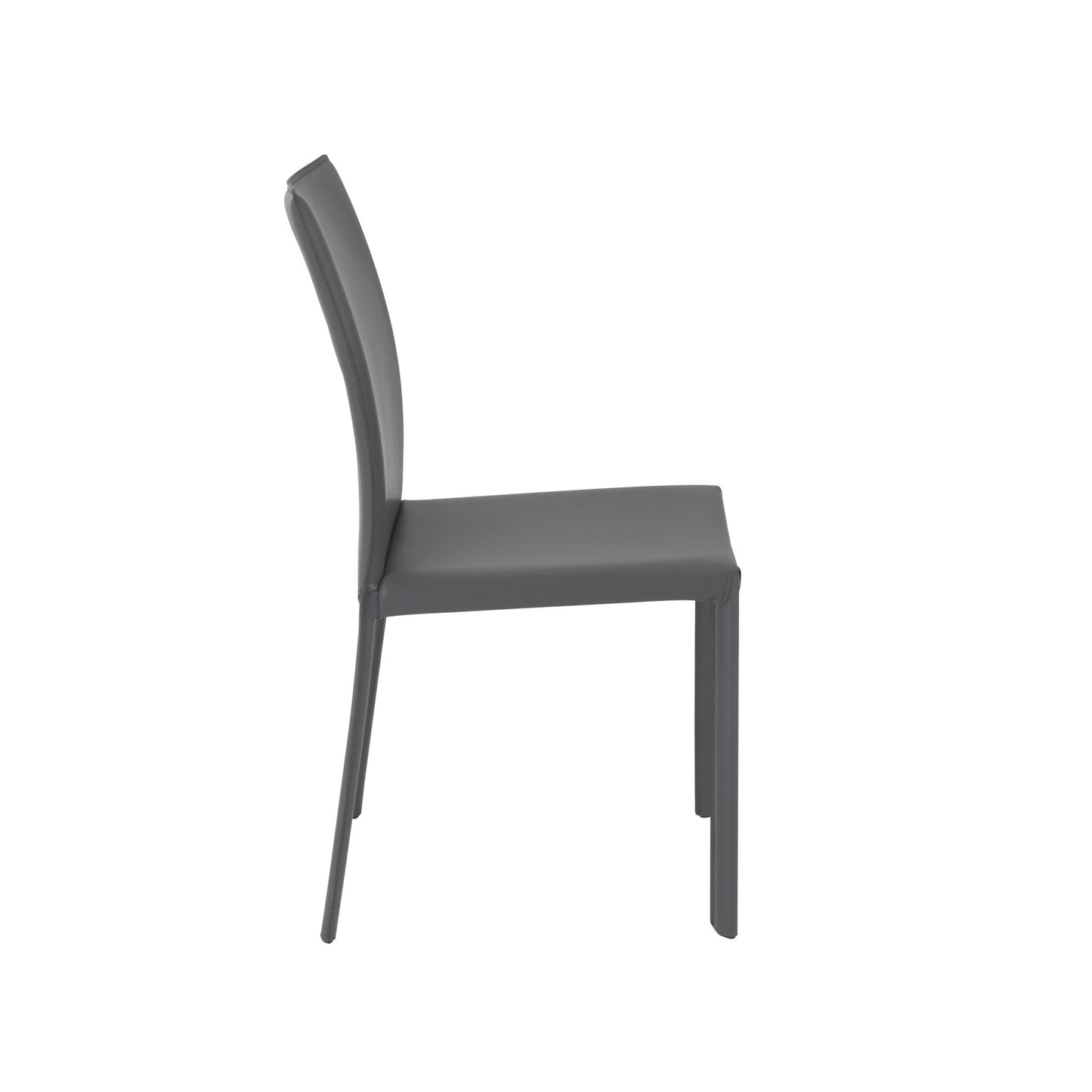 Set of Two Gray Upholstered Leather Dining Side Chairs-3