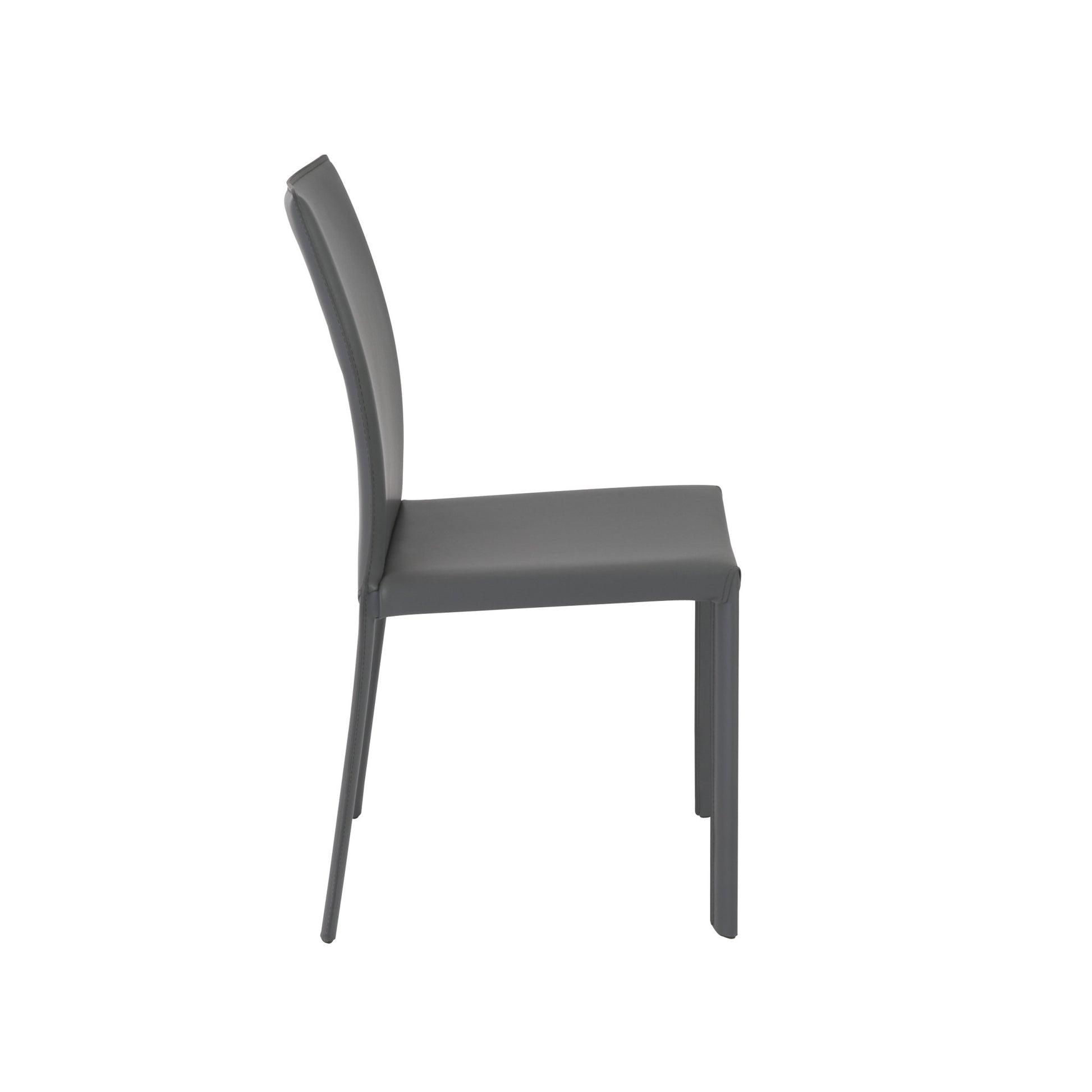 Set of Two Gray Upholstered Leather Dining Side Chairs-3