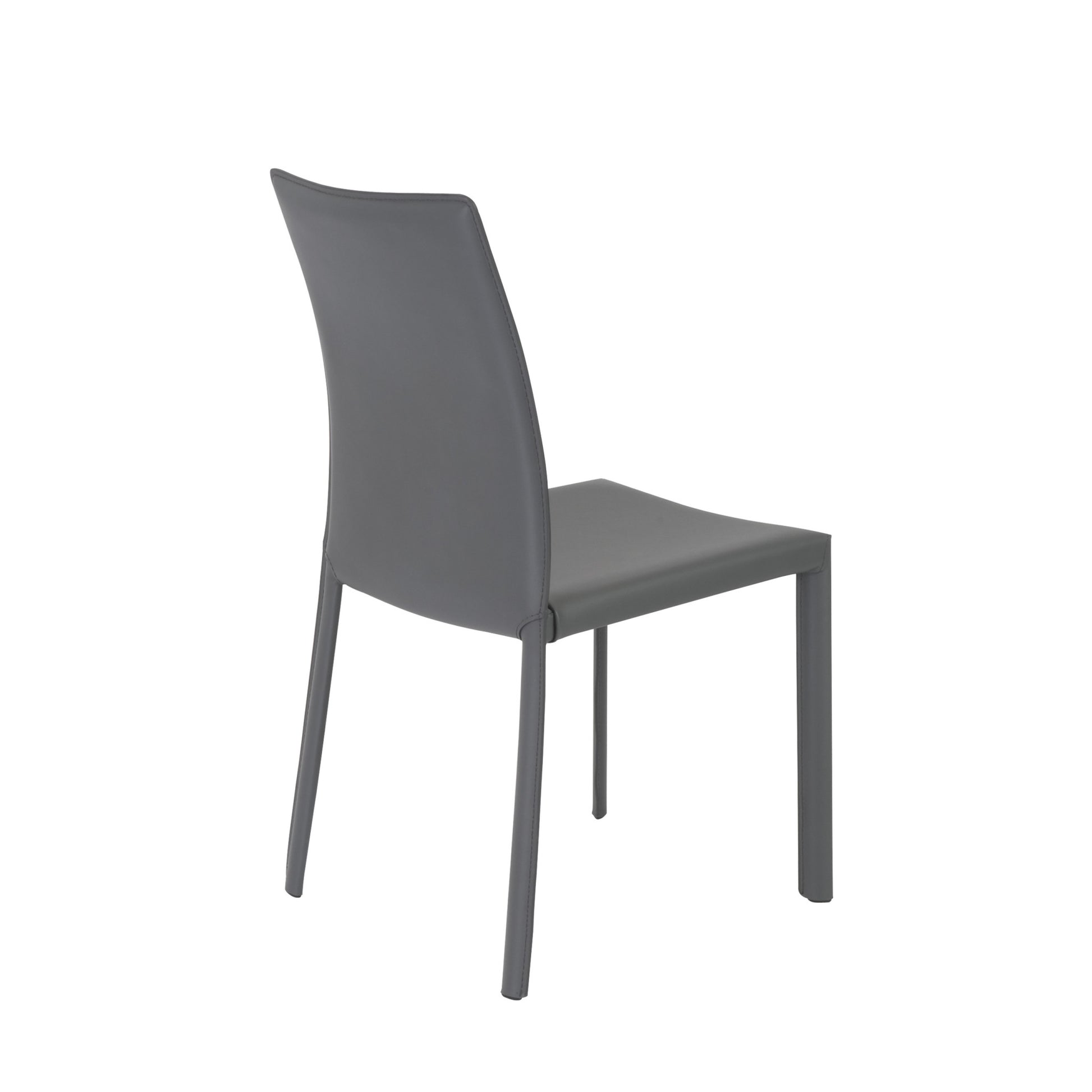 Set of Two Gray Upholstered Leather Dining Side Chairs-4