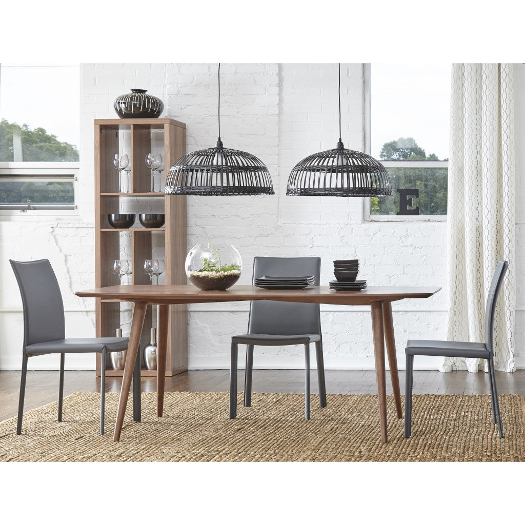 Set of Two Gray Upholstered Leather Dining Side Chairs-6