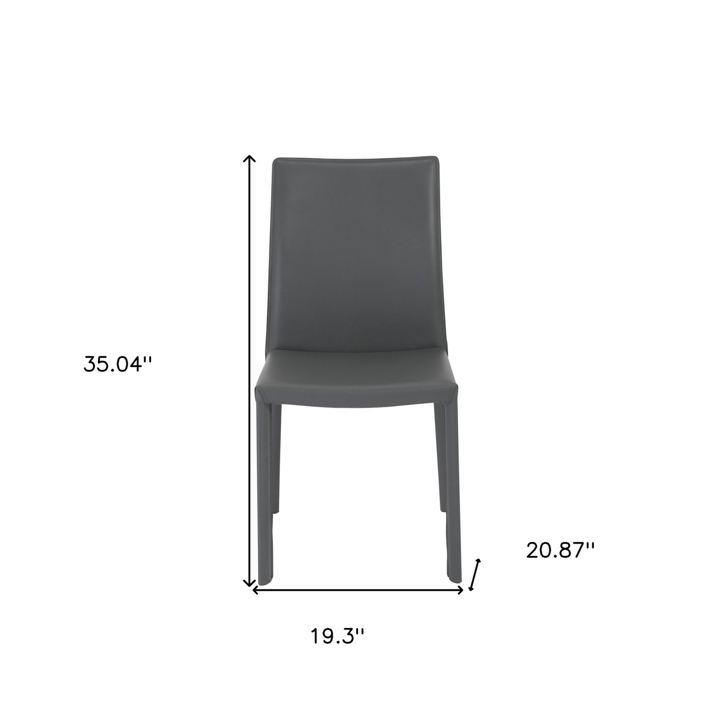 Set of Two Gray Upholstered Leather Dining Side Chairs-7