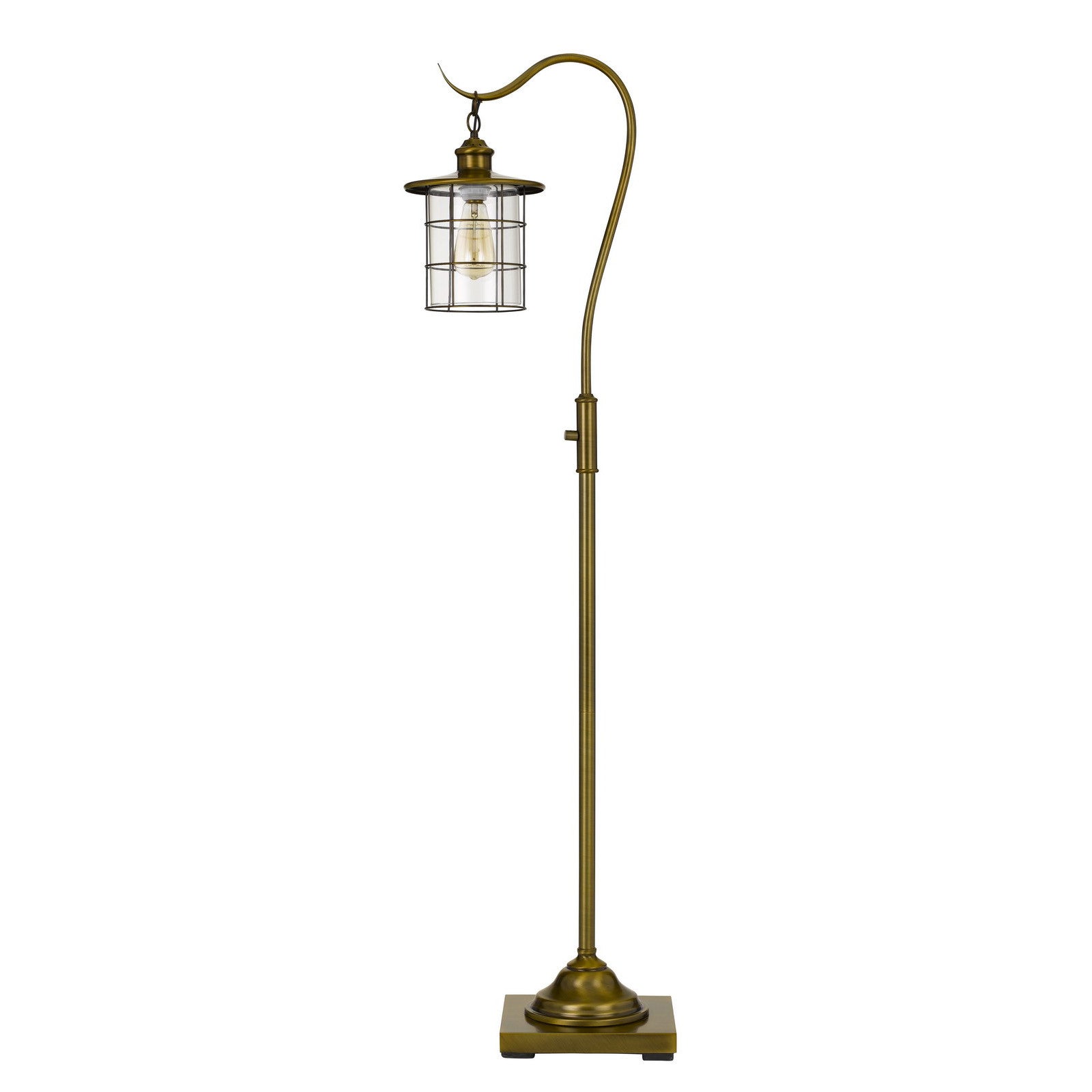 60" Brass Traditional Shaped Floor Lamp With Bronze Transparent Glass Drum Shade-0