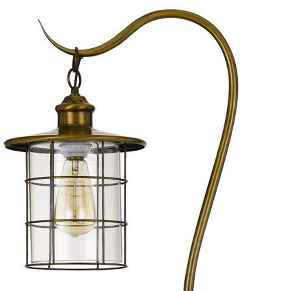 60" Brass Traditional Shaped Floor Lamp With Bronze Transparent Glass Drum Shade-4