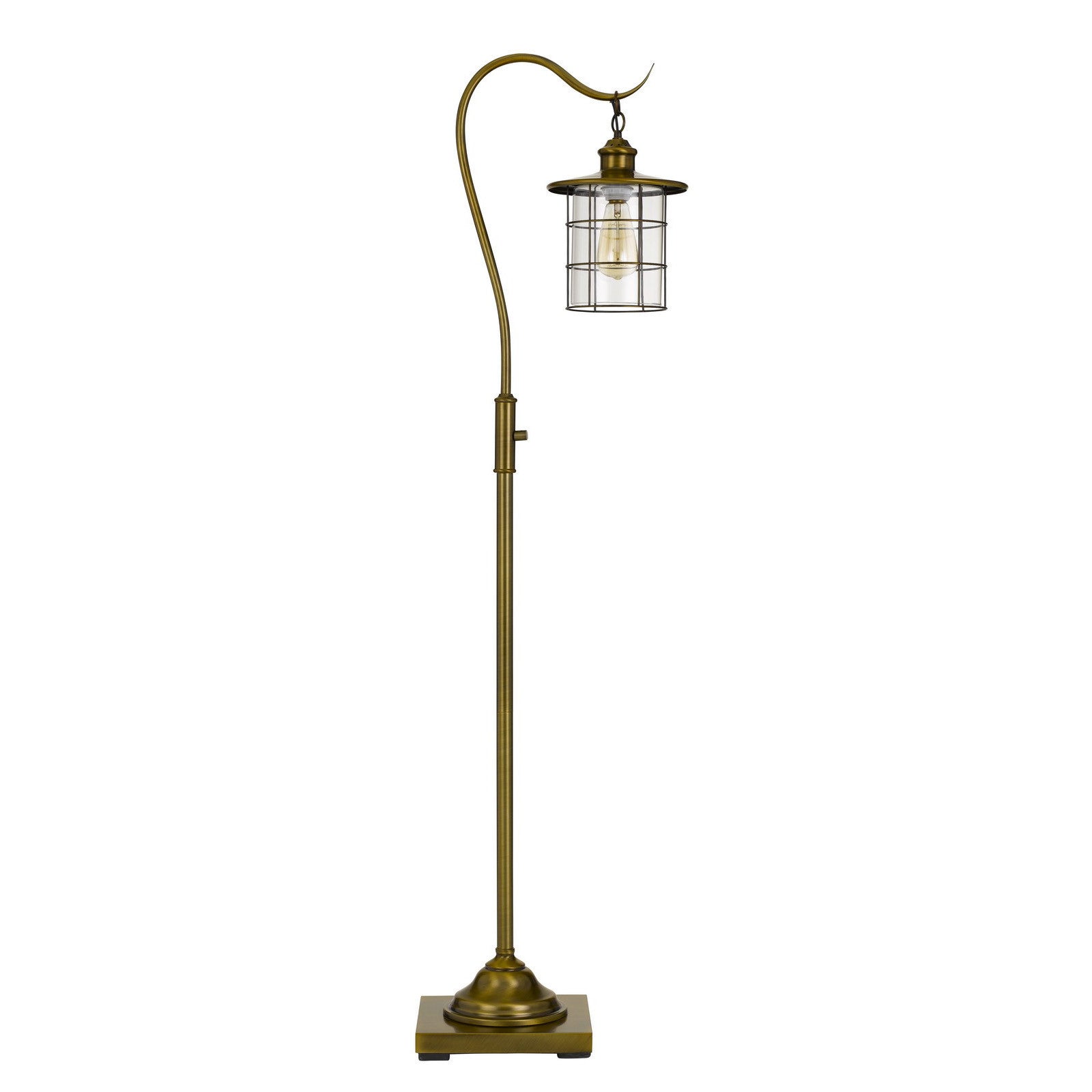 60" Brass Traditional Shaped Floor Lamp With Bronze Transparent Glass Drum Shade-1