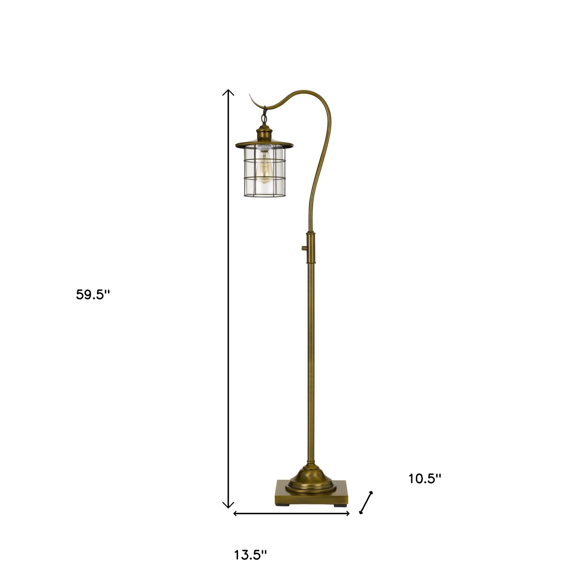 60" Brass Traditional Shaped Floor Lamp With Bronze Transparent Glass Drum Shade-5