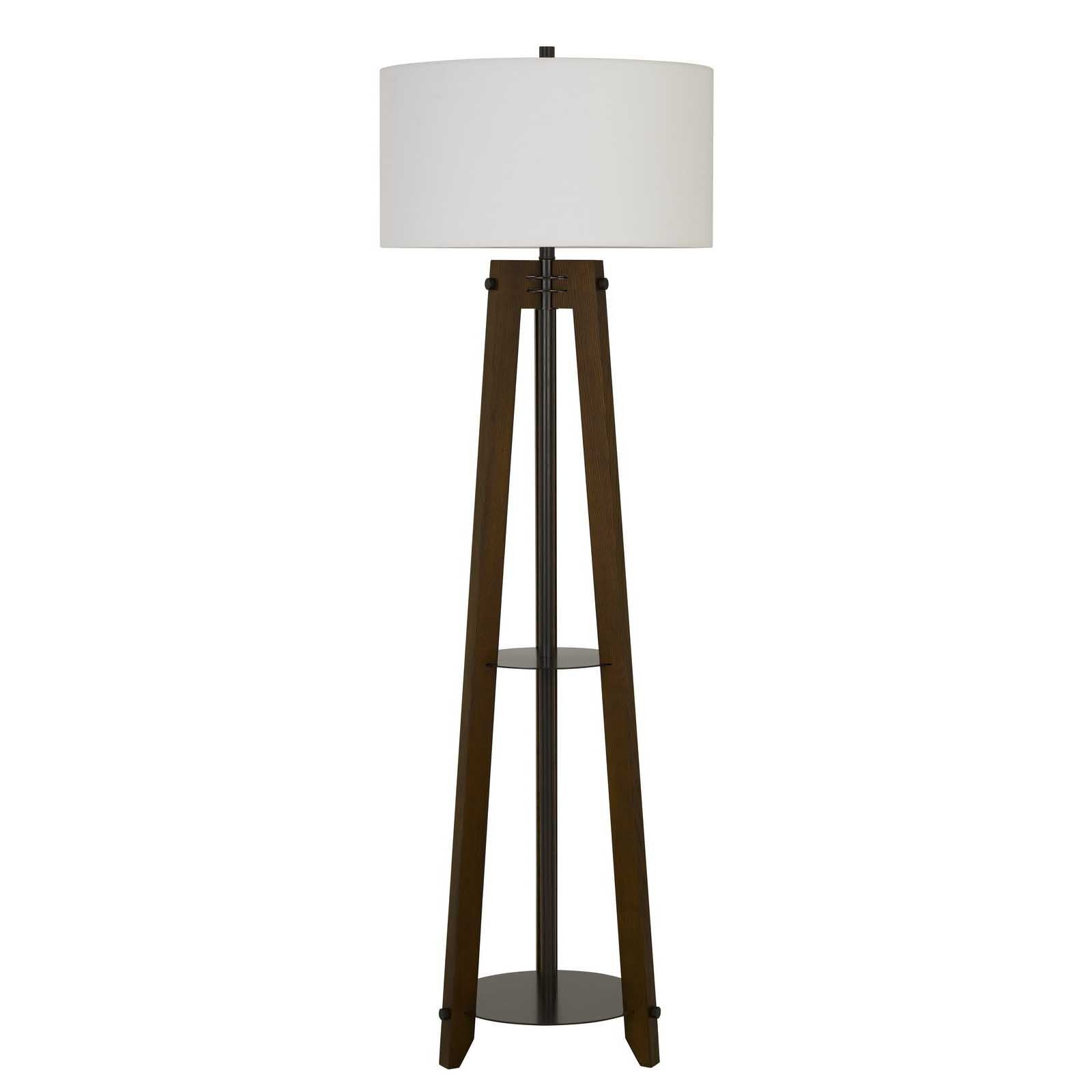 65" Brown Tripod Floor Lamp With White Rectangular Shade-0