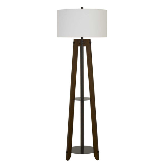 65" Brown Tripod Floor Lamp With White Rectangular Shade-0