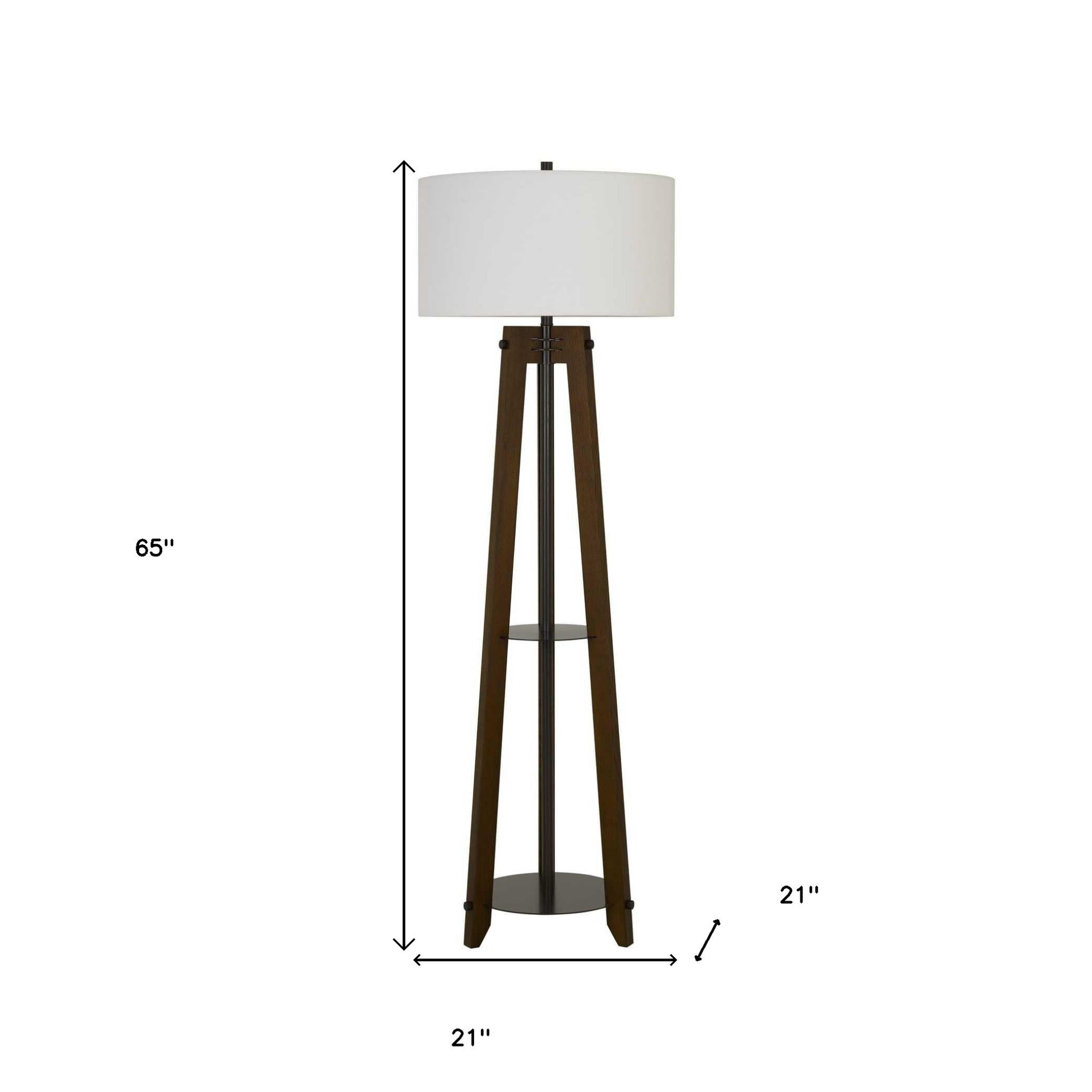 65" Brown Tripod Floor Lamp With White Rectangular Shade-5