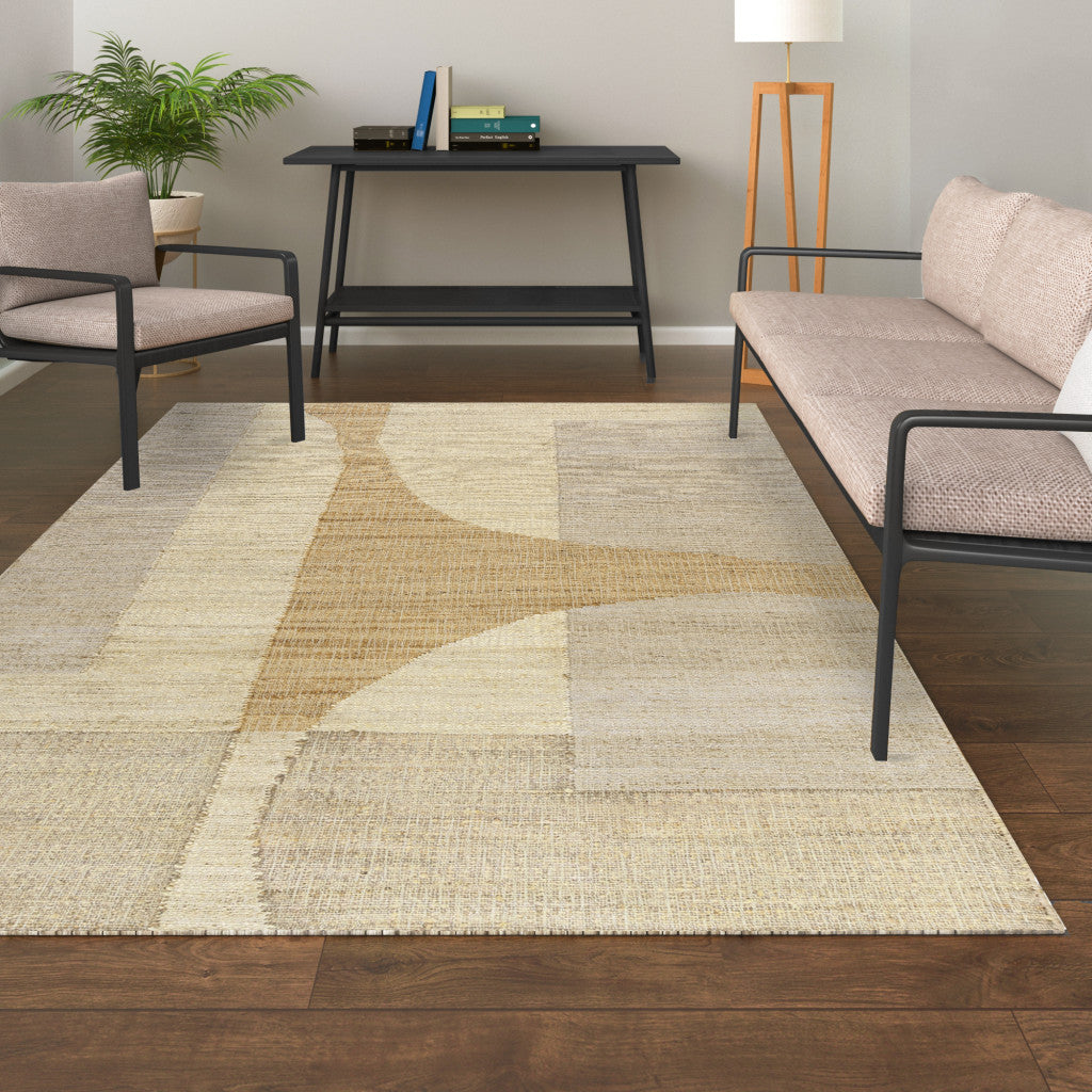 8' Natural And Ivory Jute Abstract Hand Woven Runner Rug-8