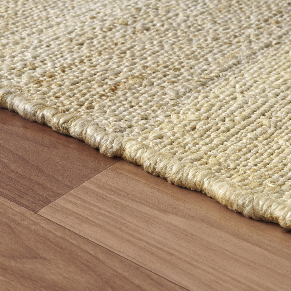 8' Natural And Ivory Jute Abstract Hand Woven Runner Rug-5
