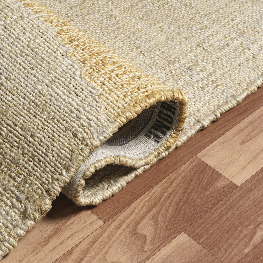 8' Natural And Ivory Jute Abstract Hand Woven Runner Rug-6