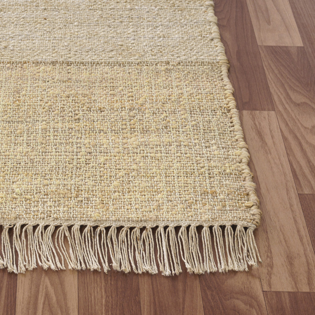 8' Natural And Ivory Jute Abstract Hand Woven Runner Rug-7