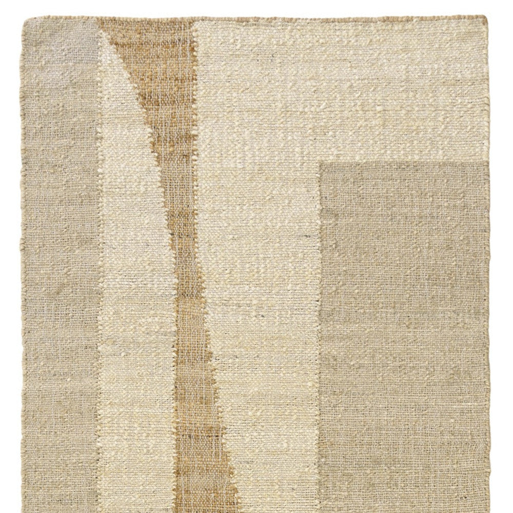 8' Natural And Ivory Jute Abstract Hand Woven Runner Rug-4