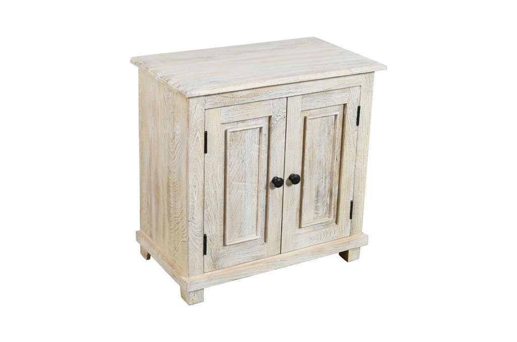 28" Distressed White Solid Wood Nightstand With Storage-2