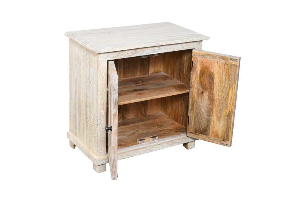 28" Distressed White Solid Wood Nightstand With Storage-3