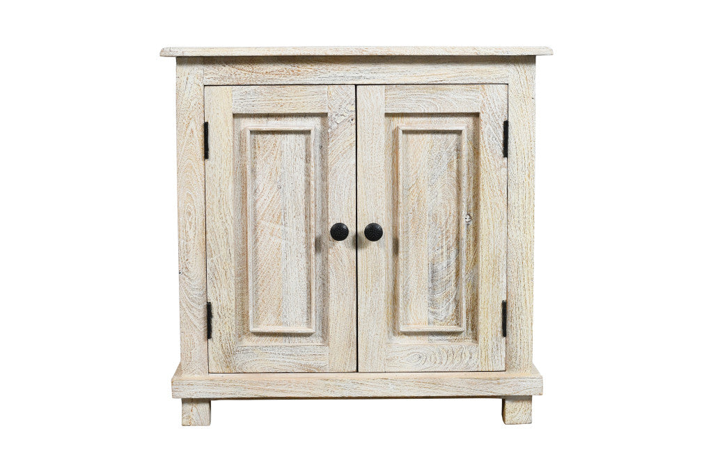 28" Distressed White Solid Wood Nightstand With Storage-0