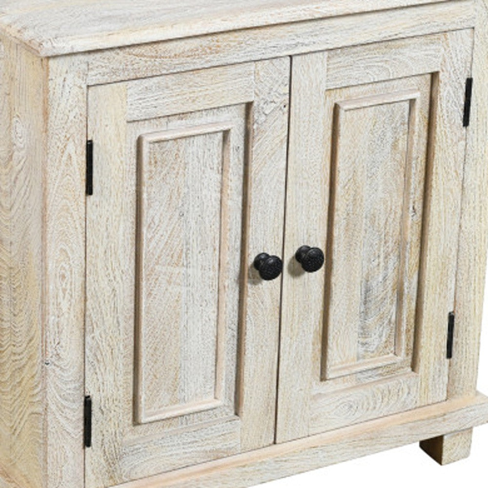 28" Distressed White Solid Wood Nightstand With Storage-5