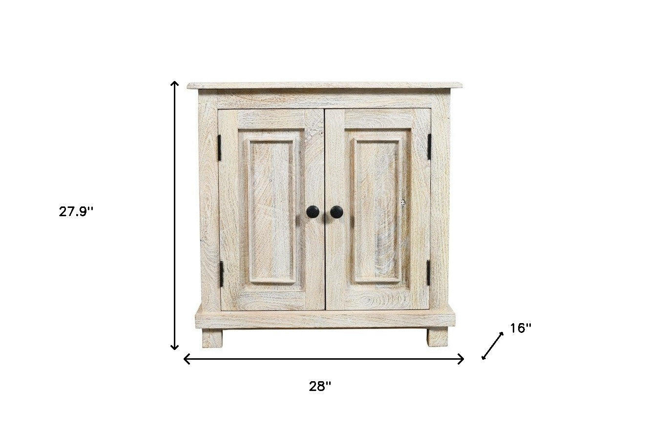 28" Distressed White Solid Wood Nightstand With Storage-6