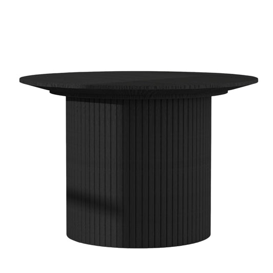 24" Black Wood Round Pedestal Coffee Table-0