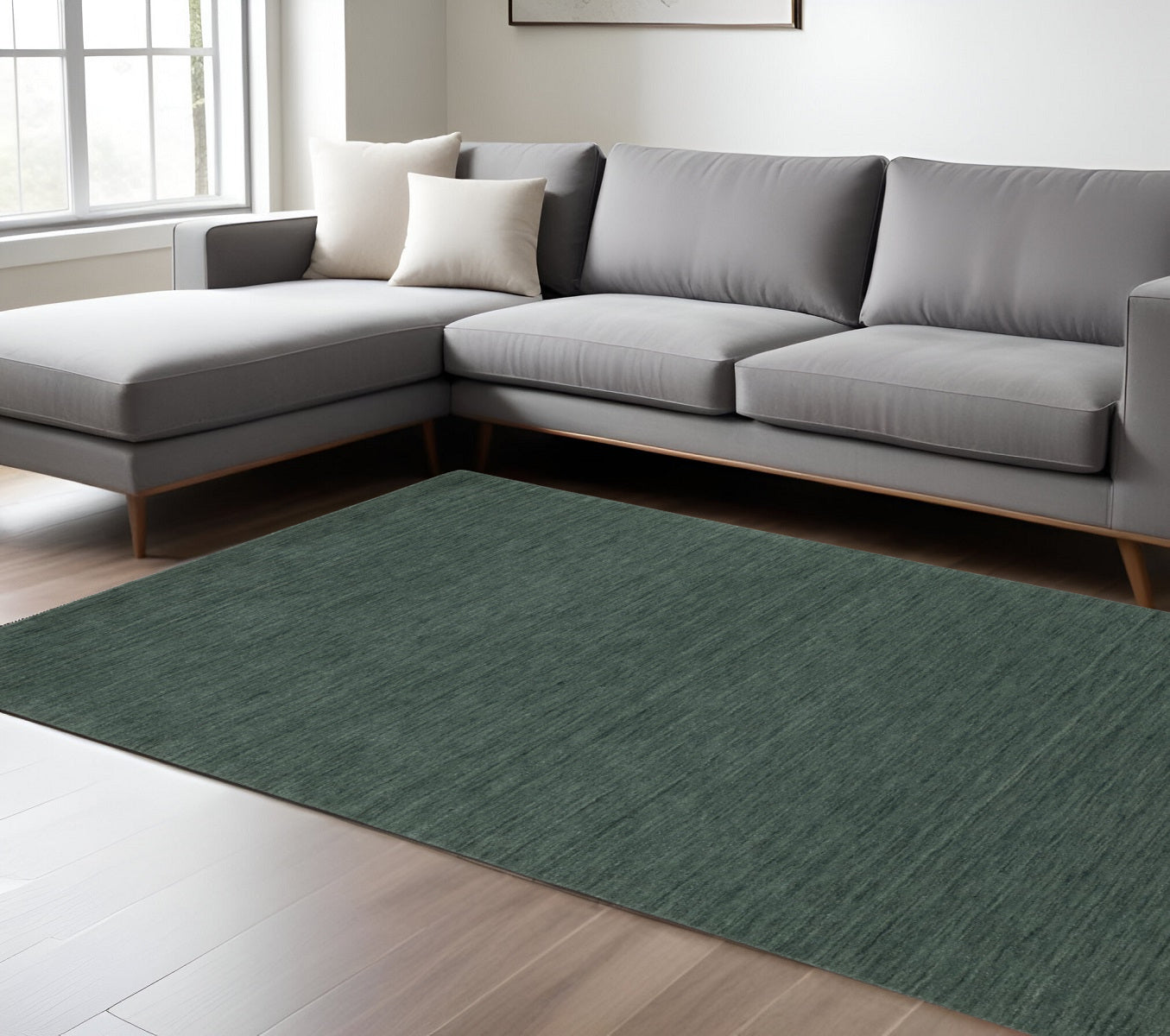 6' X 9' Teal And Blue Wool Hand Tufted Area Rug-0