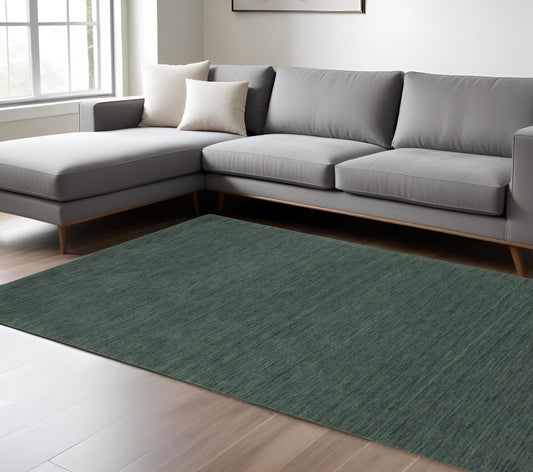 6' X 9' Teal And Blue Wool Hand Tufted Area Rug-0